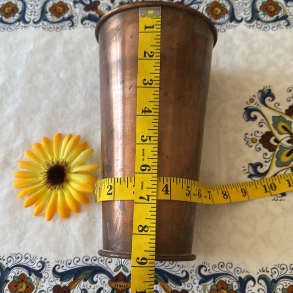 🌺 Pottery Barn; VINTAGE Copper Medium Vase w/ Galvanized Steel Waterproof Lining - Picture 7 of 9